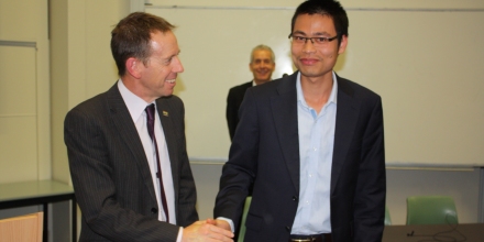 ACT Minister for Climate Change and Sustainability, Mr Shane Rattenbury and The Duong 